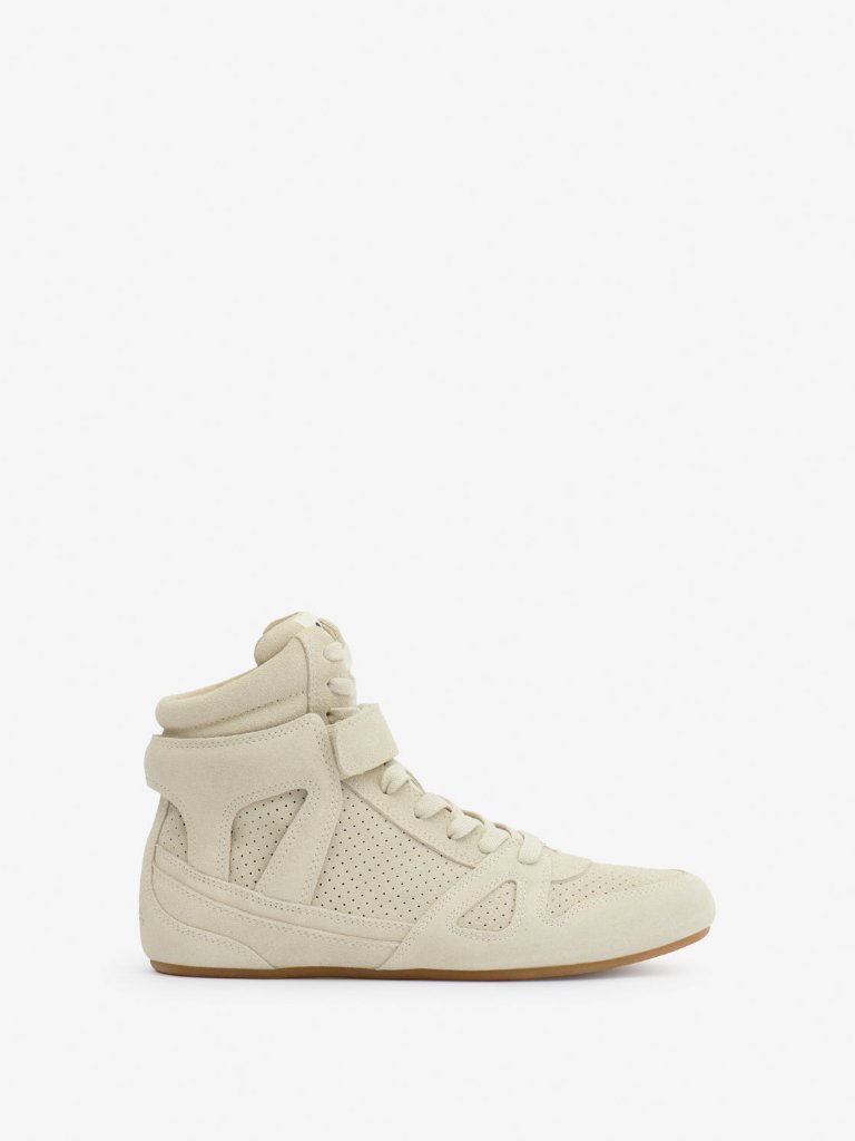 Isabel Marant Senny High Sneaker In Chalk Cream Suede Leather Hight Top Shoe